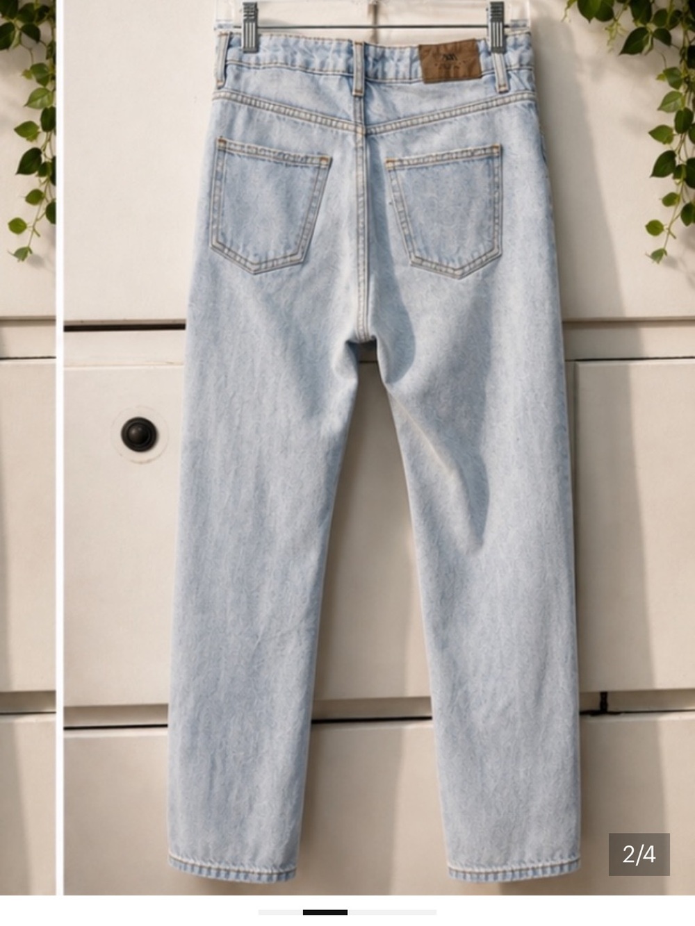 Light Wash Women's Distressed Straight Jeans - Picture 2 of 4
